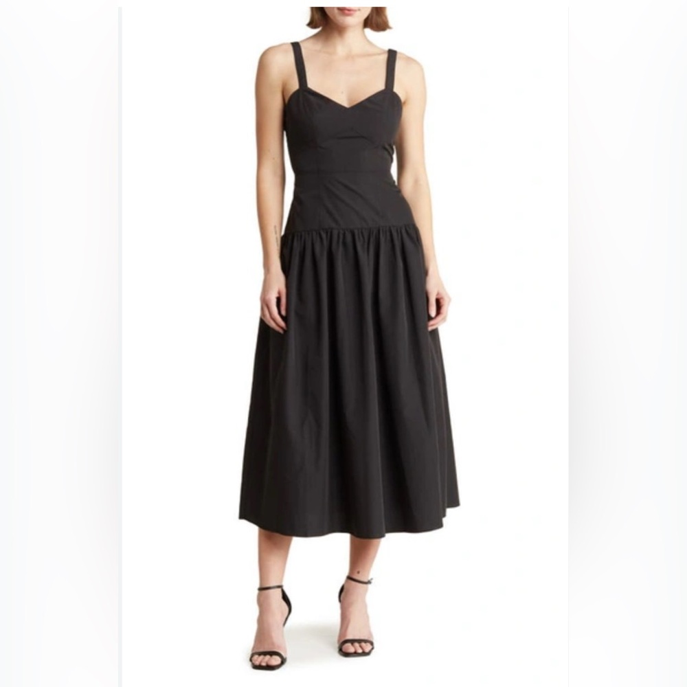 ✨NWT Chic Black Sleeveless Drop Waist Midi Dress